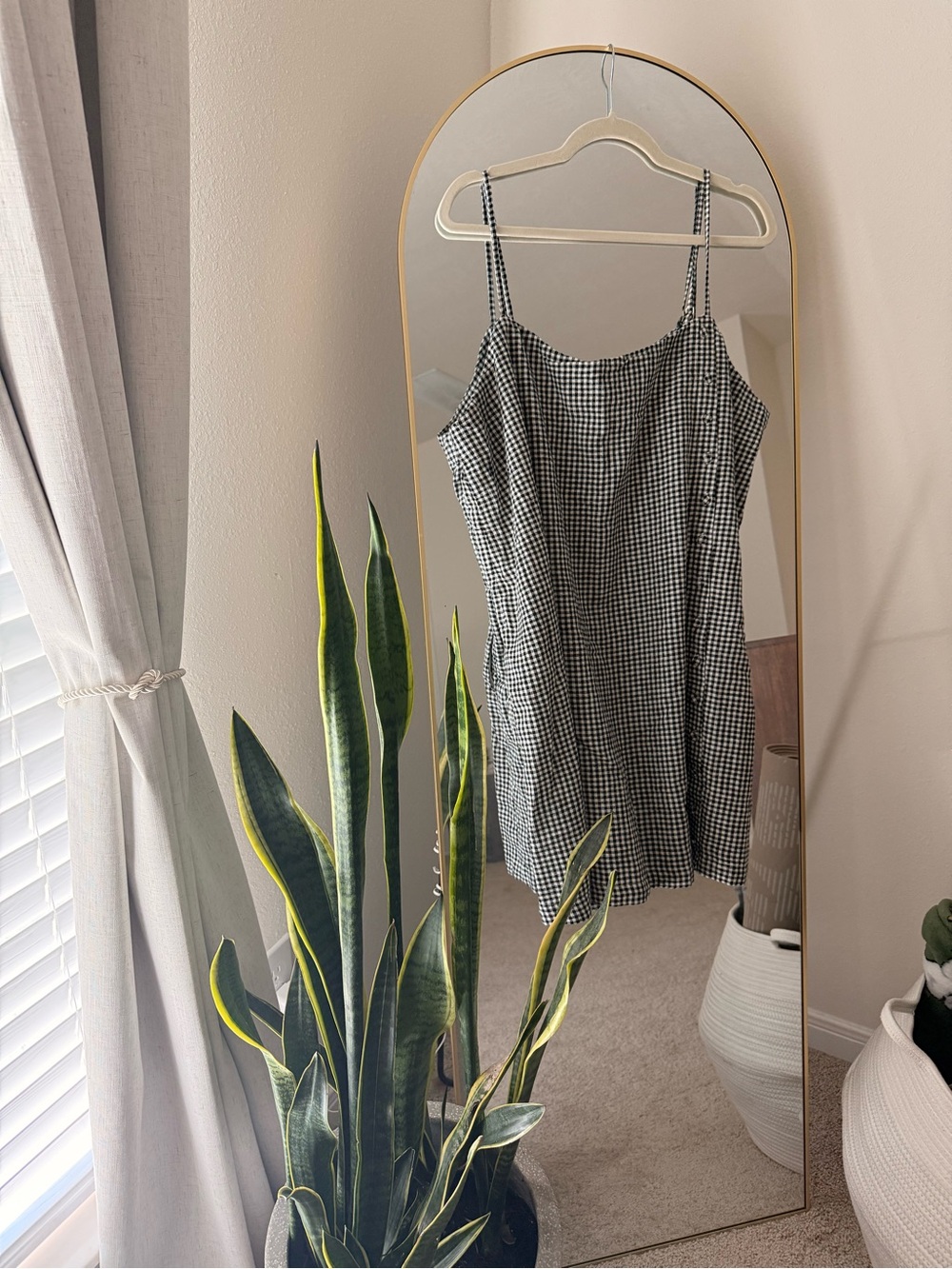 Abercrombie & Fitch Black and White Gingham Slip Dress